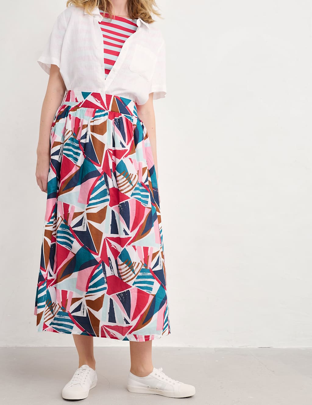 Pure Cotton Printed Midi A-Line Skirt 3 of 4