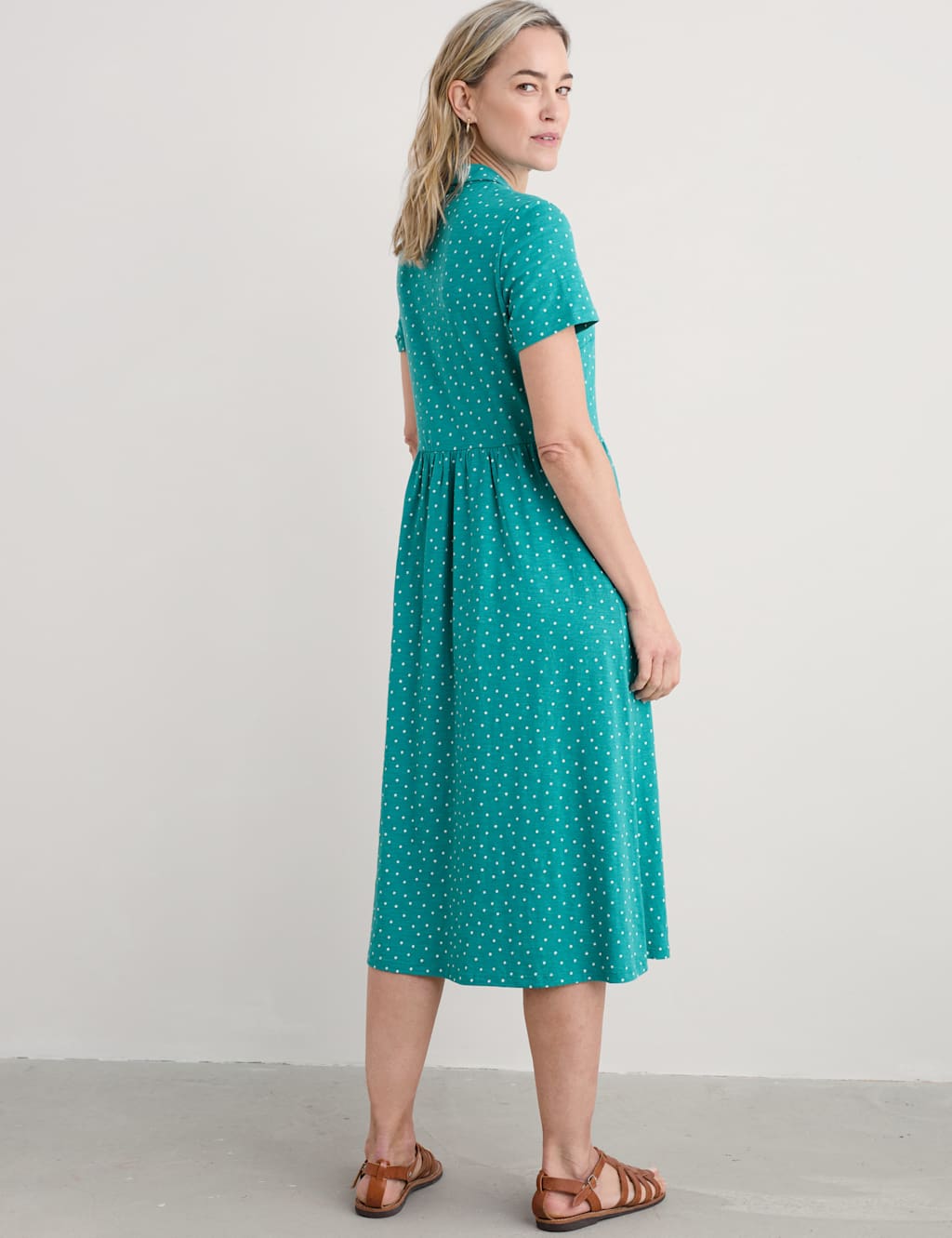 Pure Cotton Polka Dot Midi Shirt Dress 4 of 4