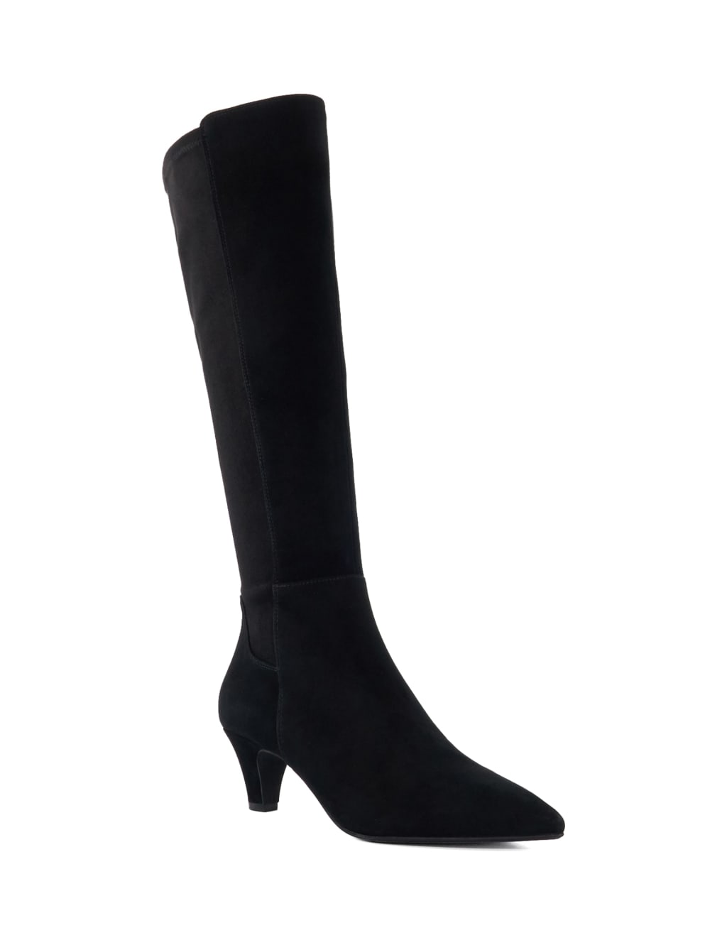 Leather Kitten Heel Knee High Boots