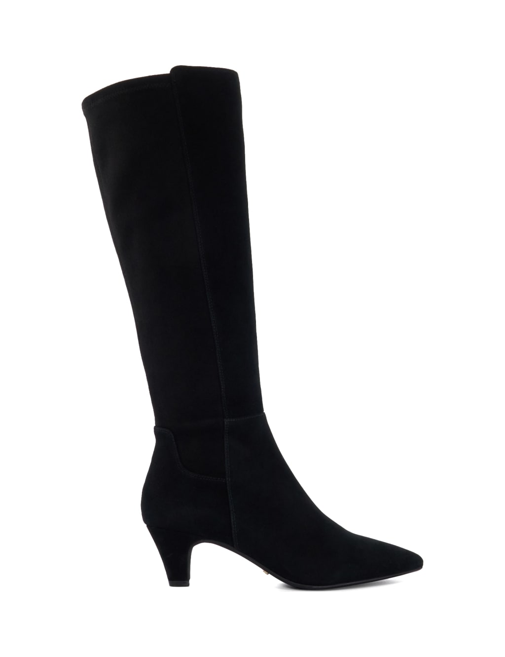 Leather Kitten Heel Knee High Boots