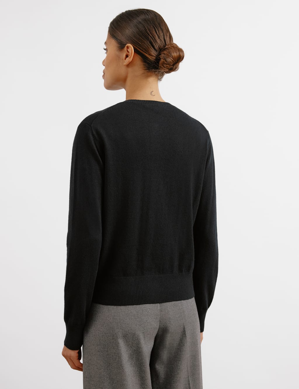 Cotton Blend Crew Neck Cardigan 5 of 5
