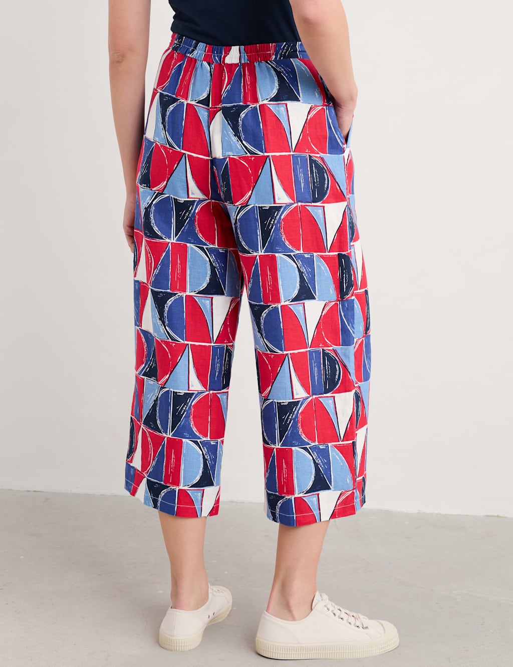 Pure Linen Geometric Wide Leg Culottes 4 of 4