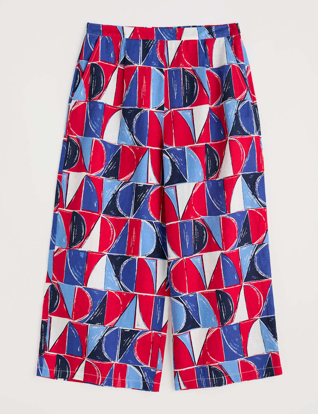 Pure Linen Geometric Wide Leg Culottes 2 of 4