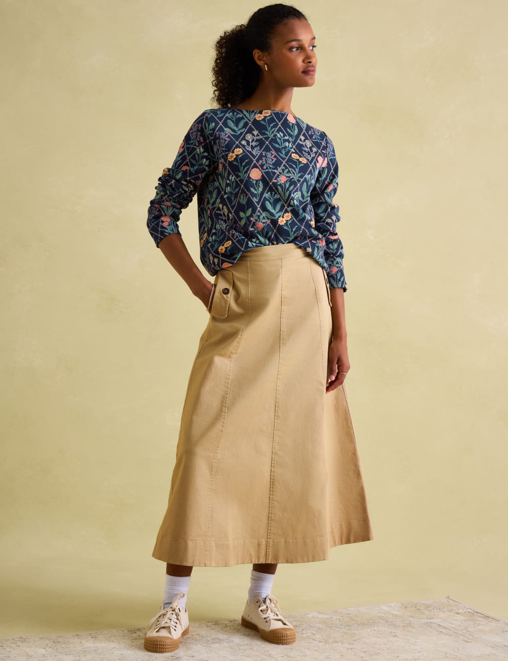 Pure Cotton Floral Slash Neck Top 1 of 6