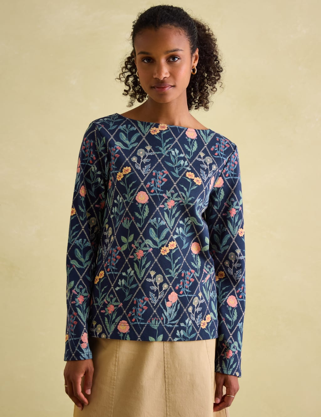 Pure Cotton Floral Slash Neck Top 6 of 6