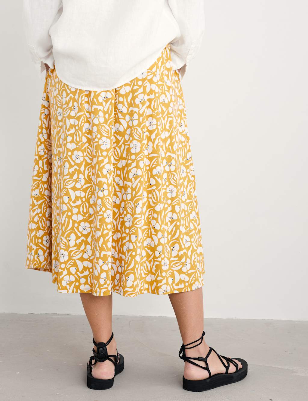 Cotton Rich Floral Midi A-Line Skirt 4 of 4