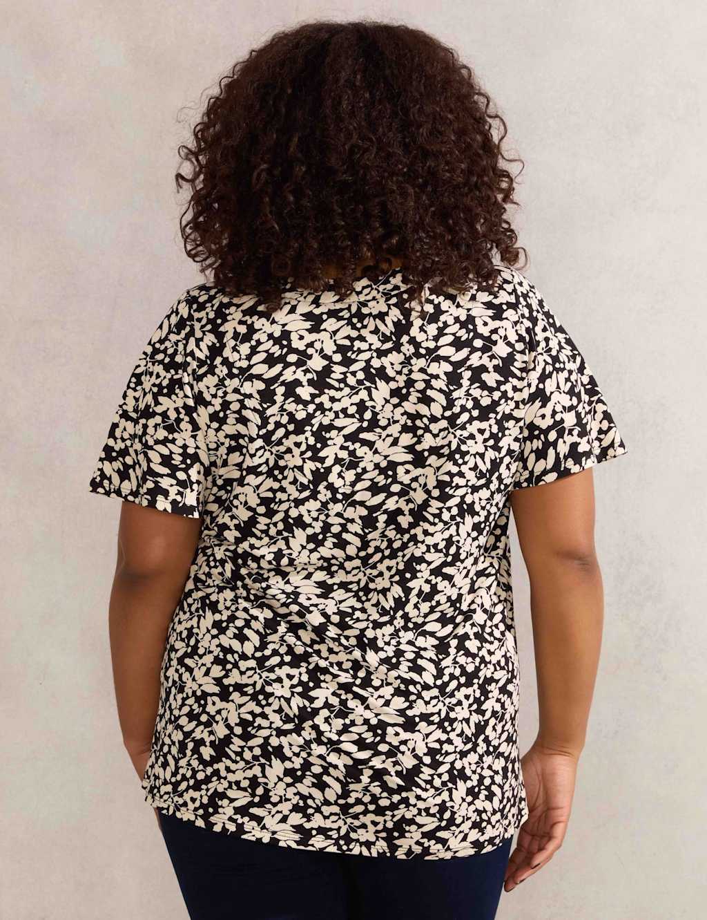 Printed V-Neck Pleat Detail Top 2 of 3