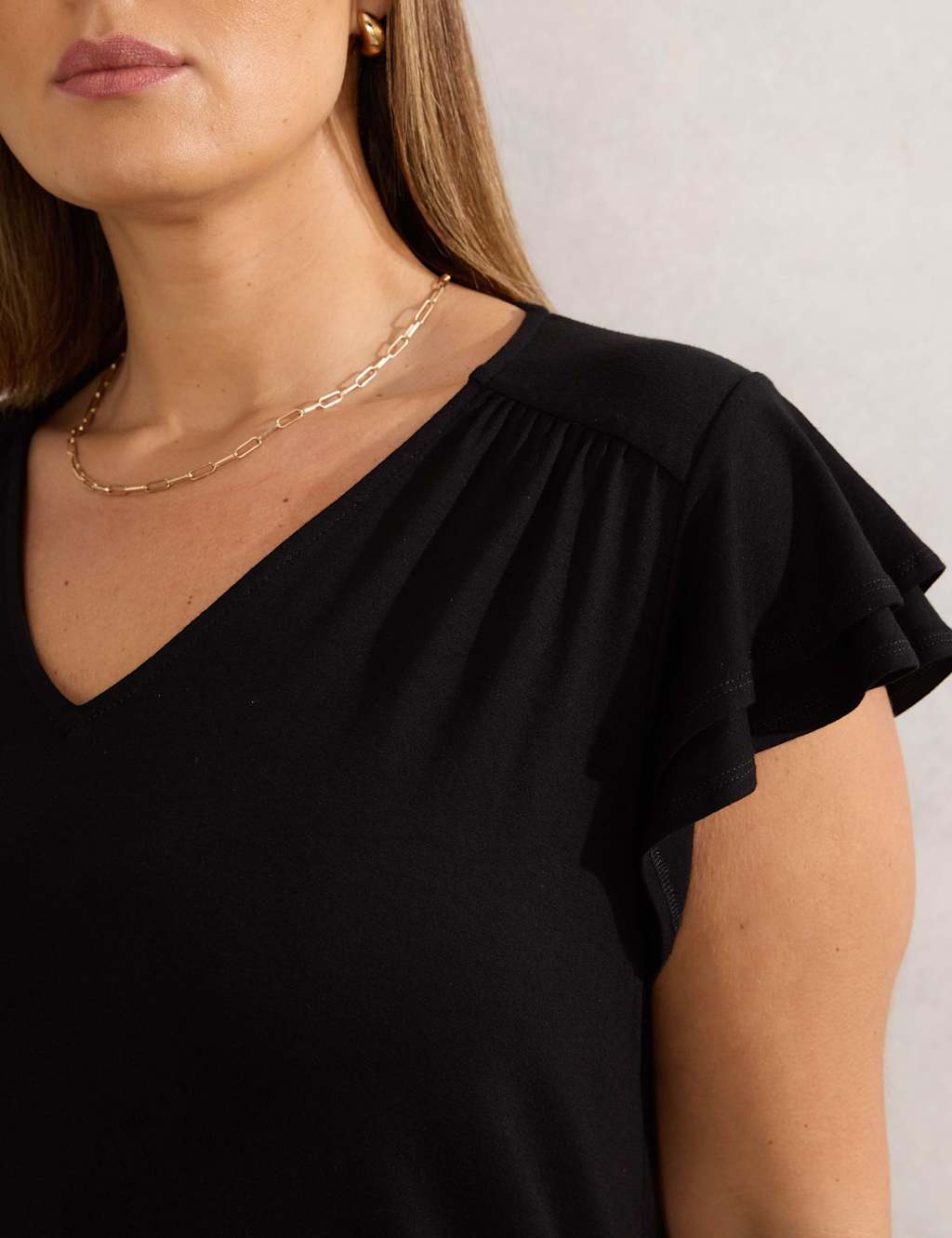 Jersey V-Neck Flutter Sleeve Top 3 of 3
