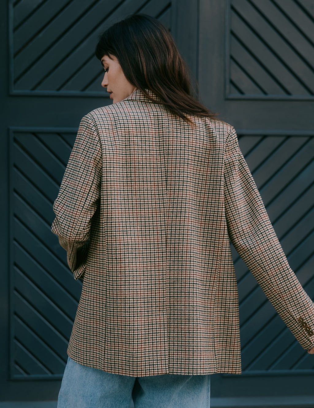 Checked Single Breasted Blazer with Wool 4 of 5
