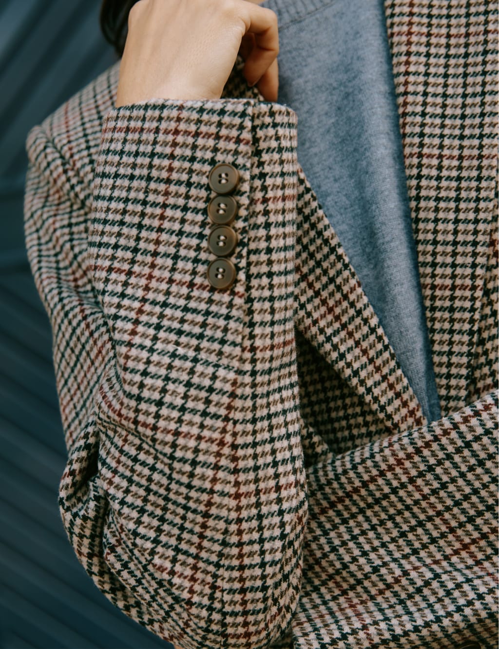 Checked Single Breasted Blazer with Wool 5 of 5