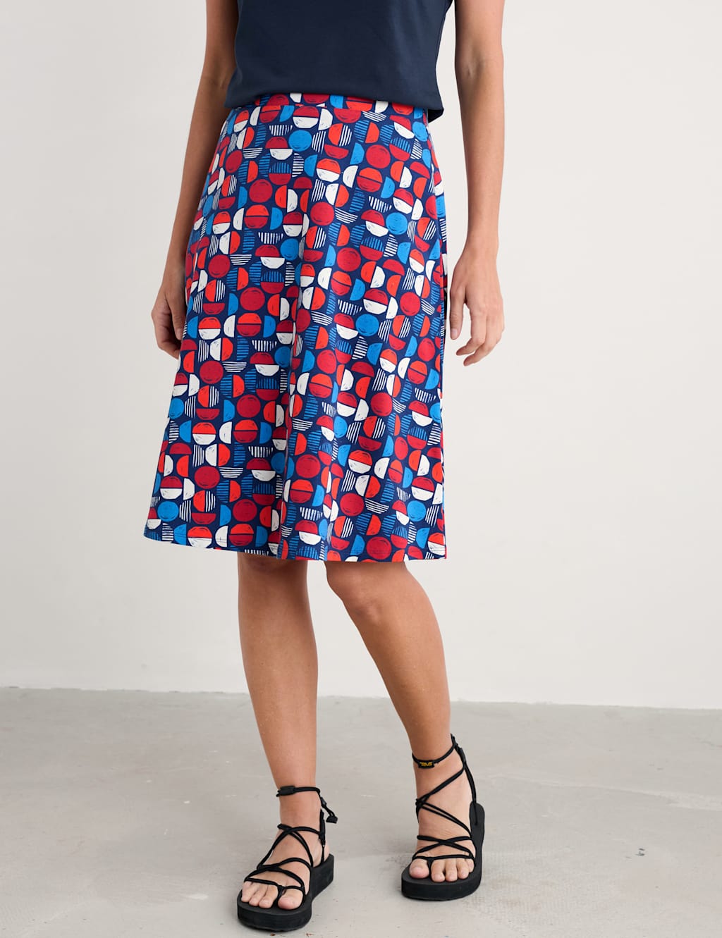 Cotton Rich Printed Knee Length Skirt 3 of 4