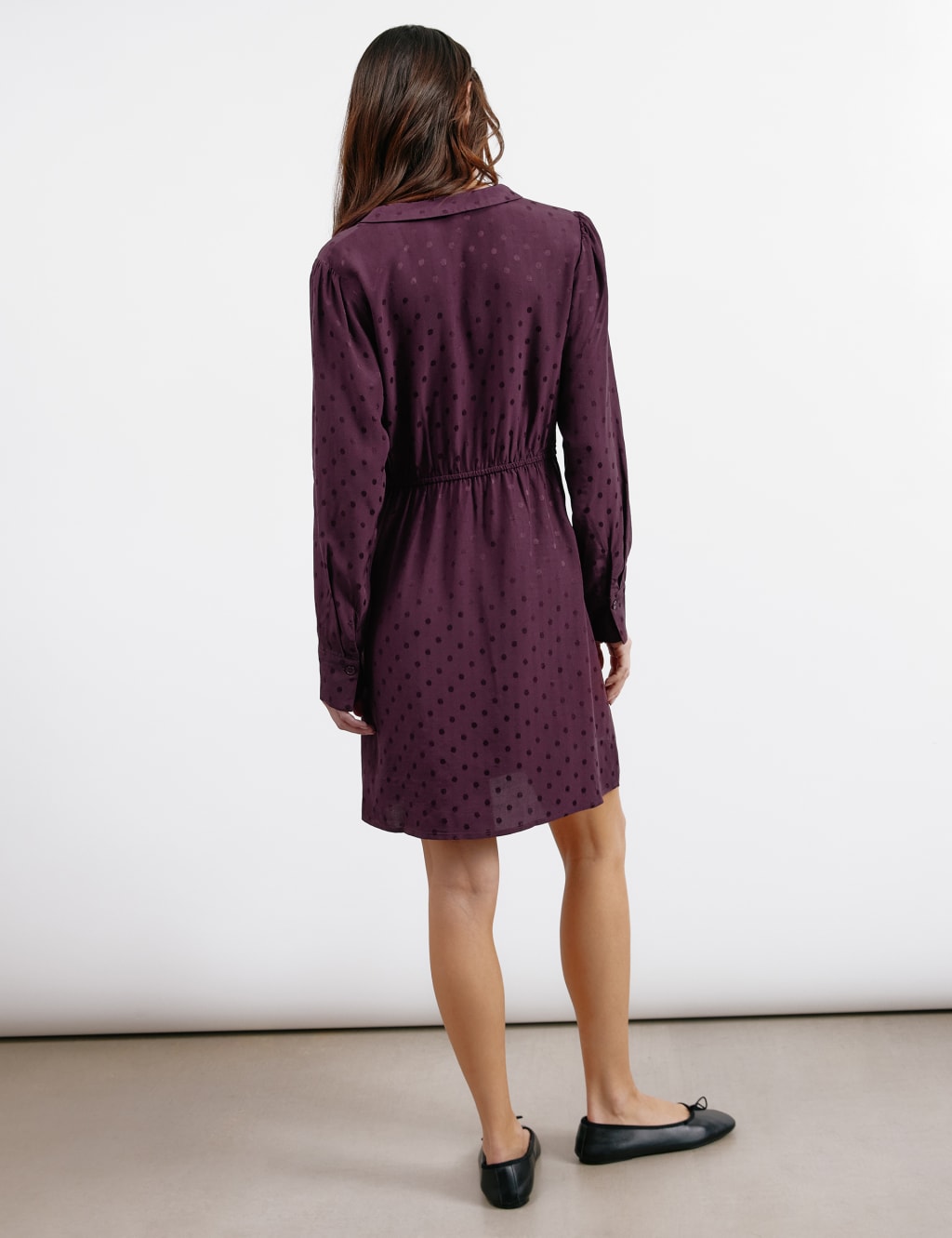 Polka Dot Tie Neck Mini Skater Dress 4 of 4