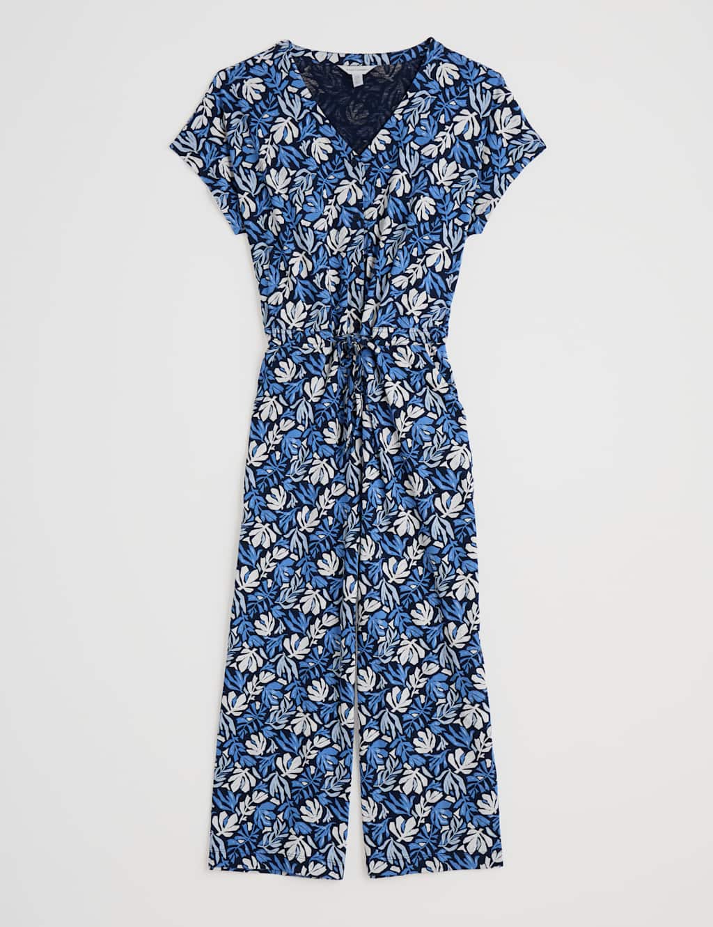 Cotton Rich Floral Short Sleeve Cropped Jumpsuit 2 of 4