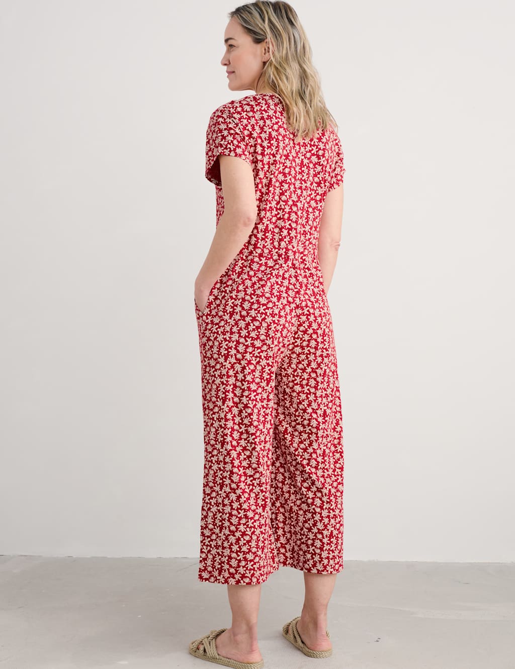 Cotton Modal Blend Floral Cropped Jumpsuit 3 of 4