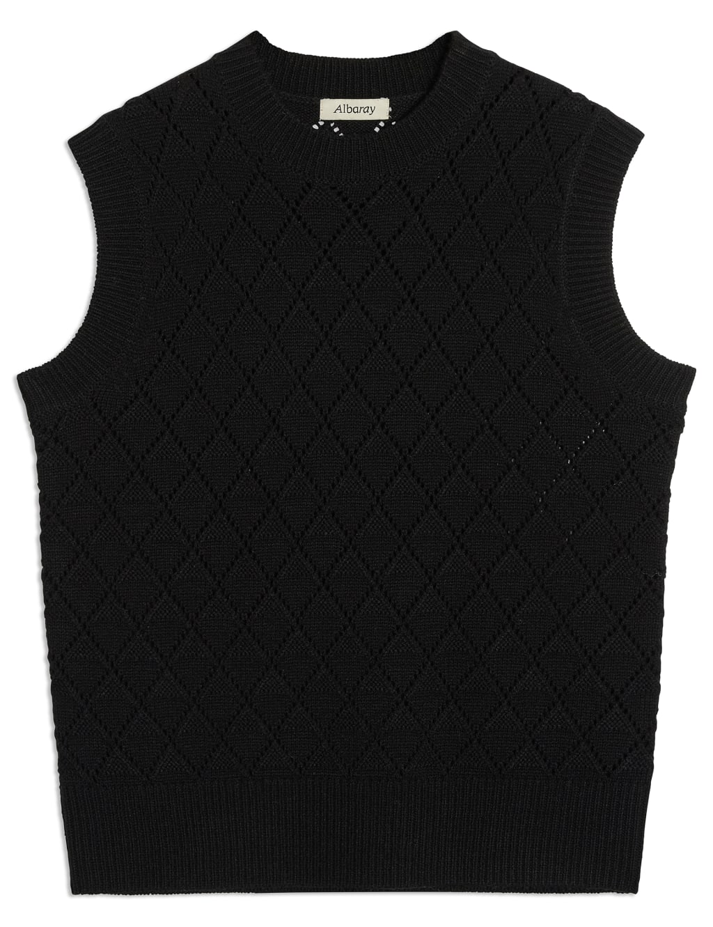 Pointelle Crew Neck Knitted Top with Wool 2 of 6