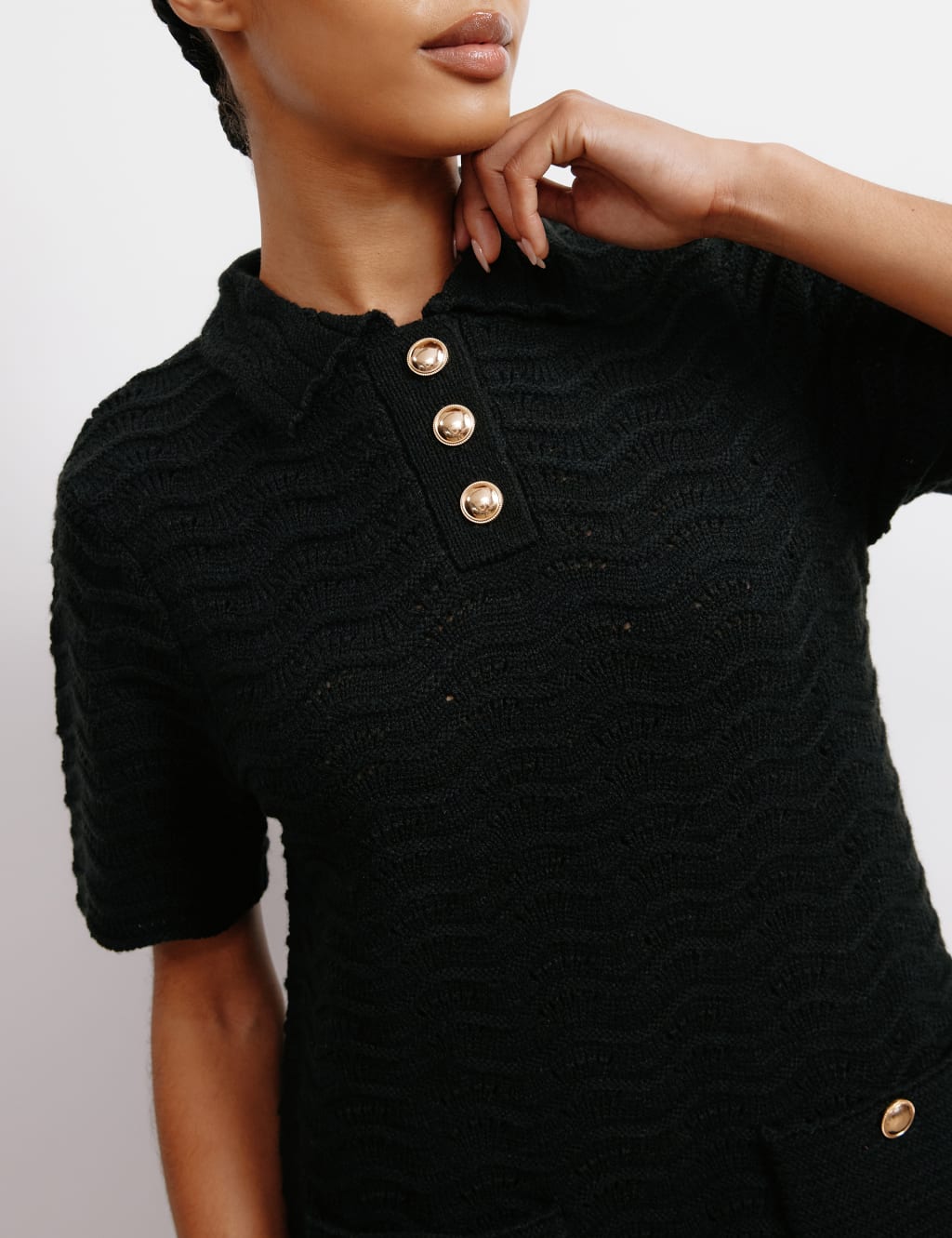 Textured Mini Shift Dress with Wool 3 of 4