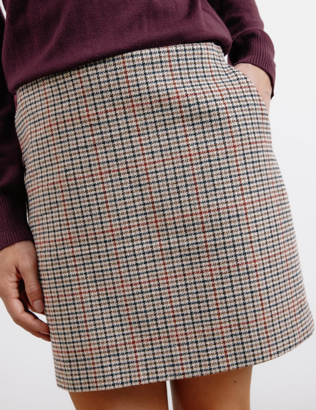 Plaid pencil skirt mini deals