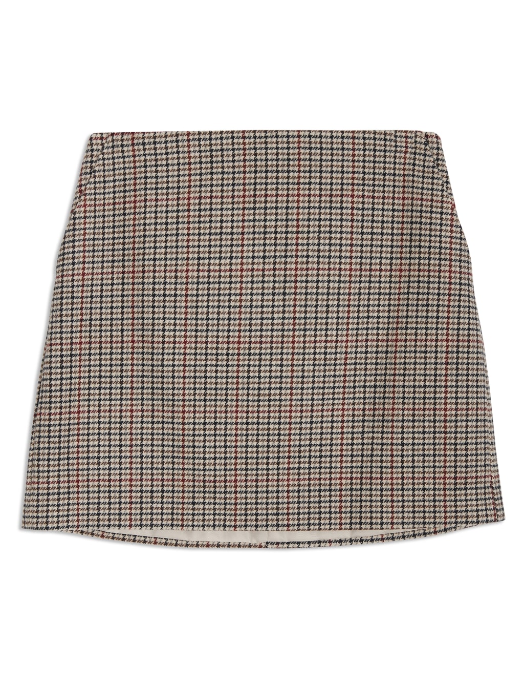 Checked Mini Pencil Skirt with Wool 2 of 6