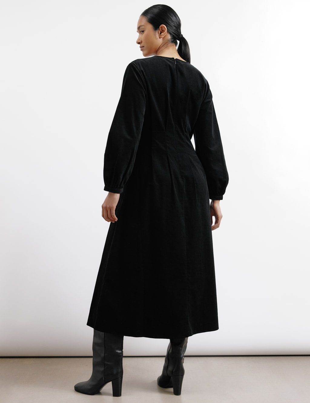 Pure Cotton Cord Midi Waisted Dress 4 of 5