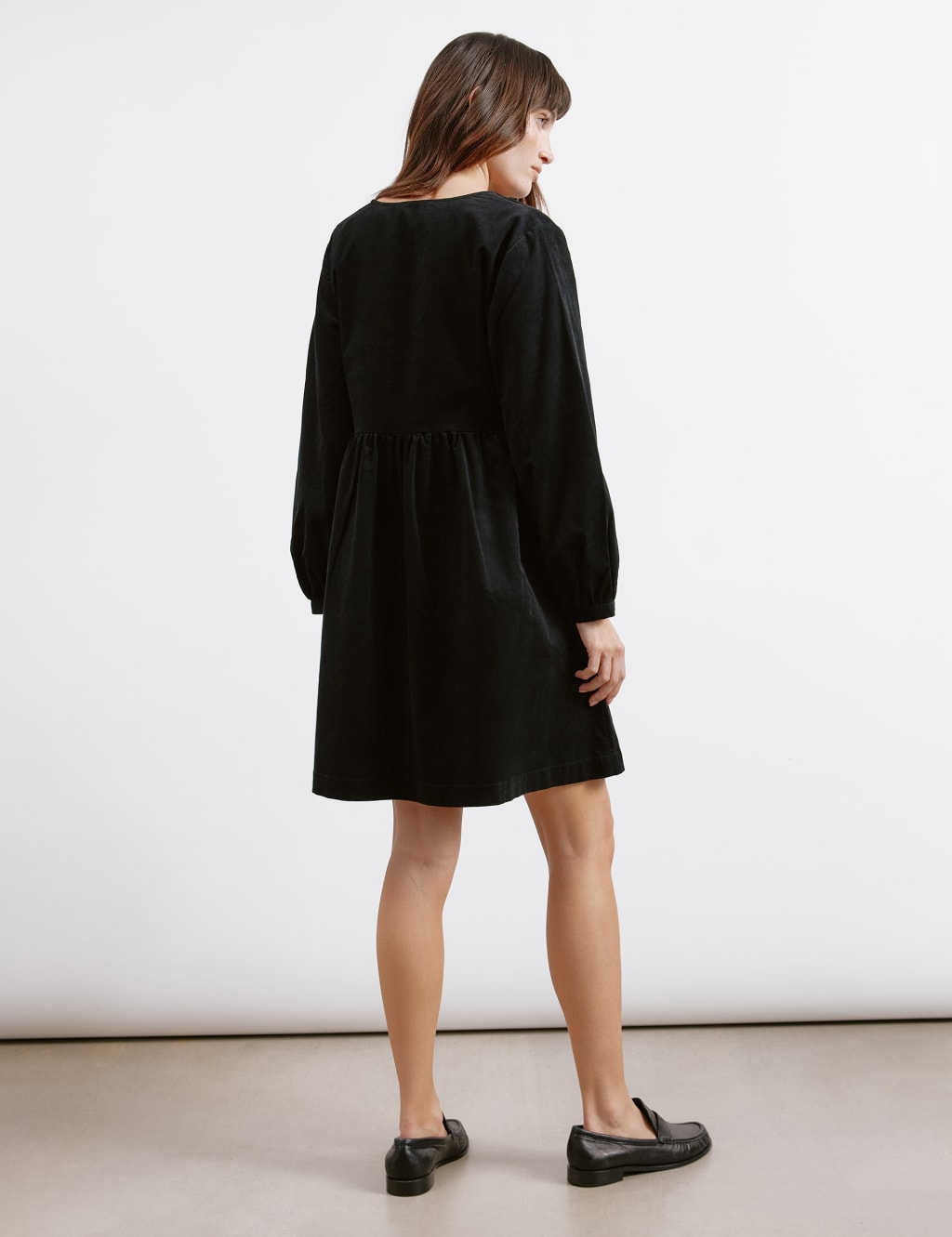 Pure Cotton Cord V-Neck Mini Smock Dress 5 of 5