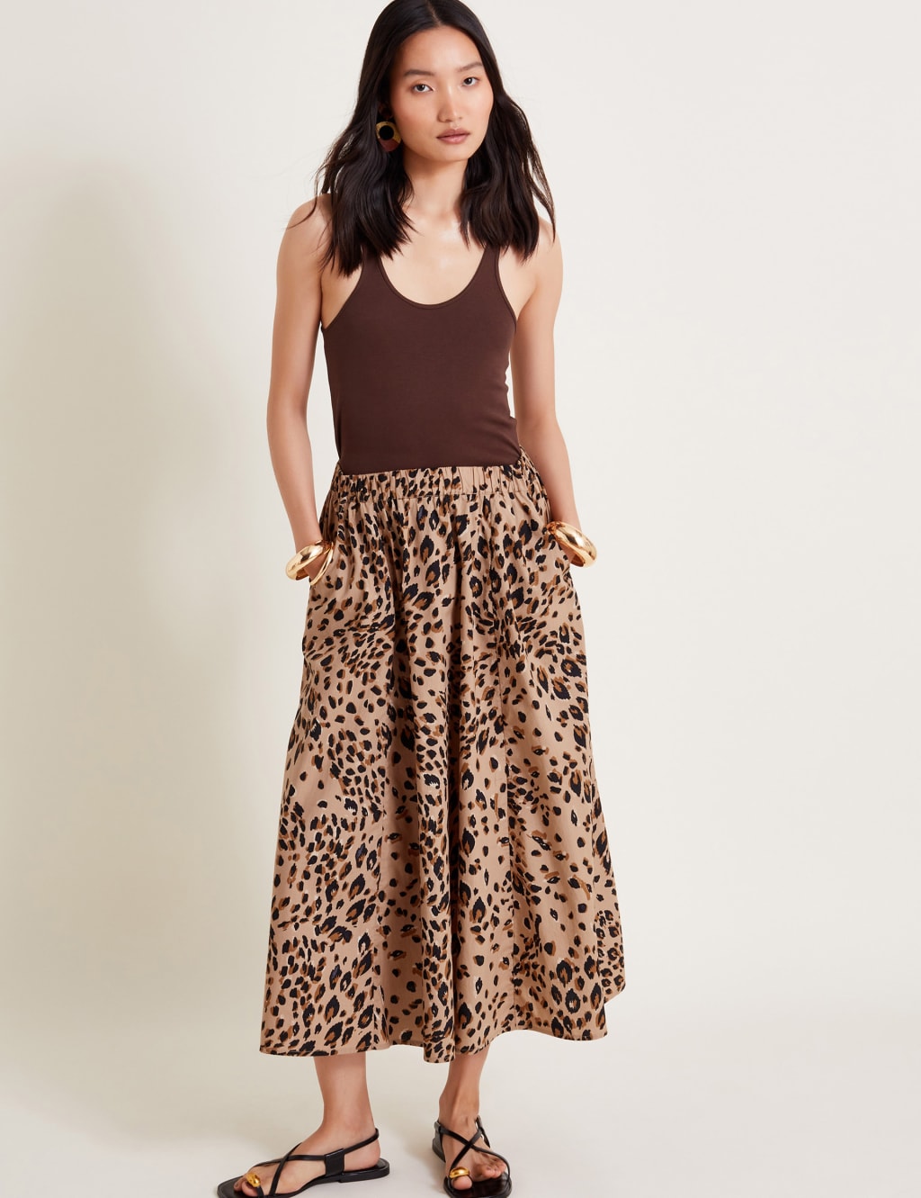 Leopard print midi skirt cotton on store