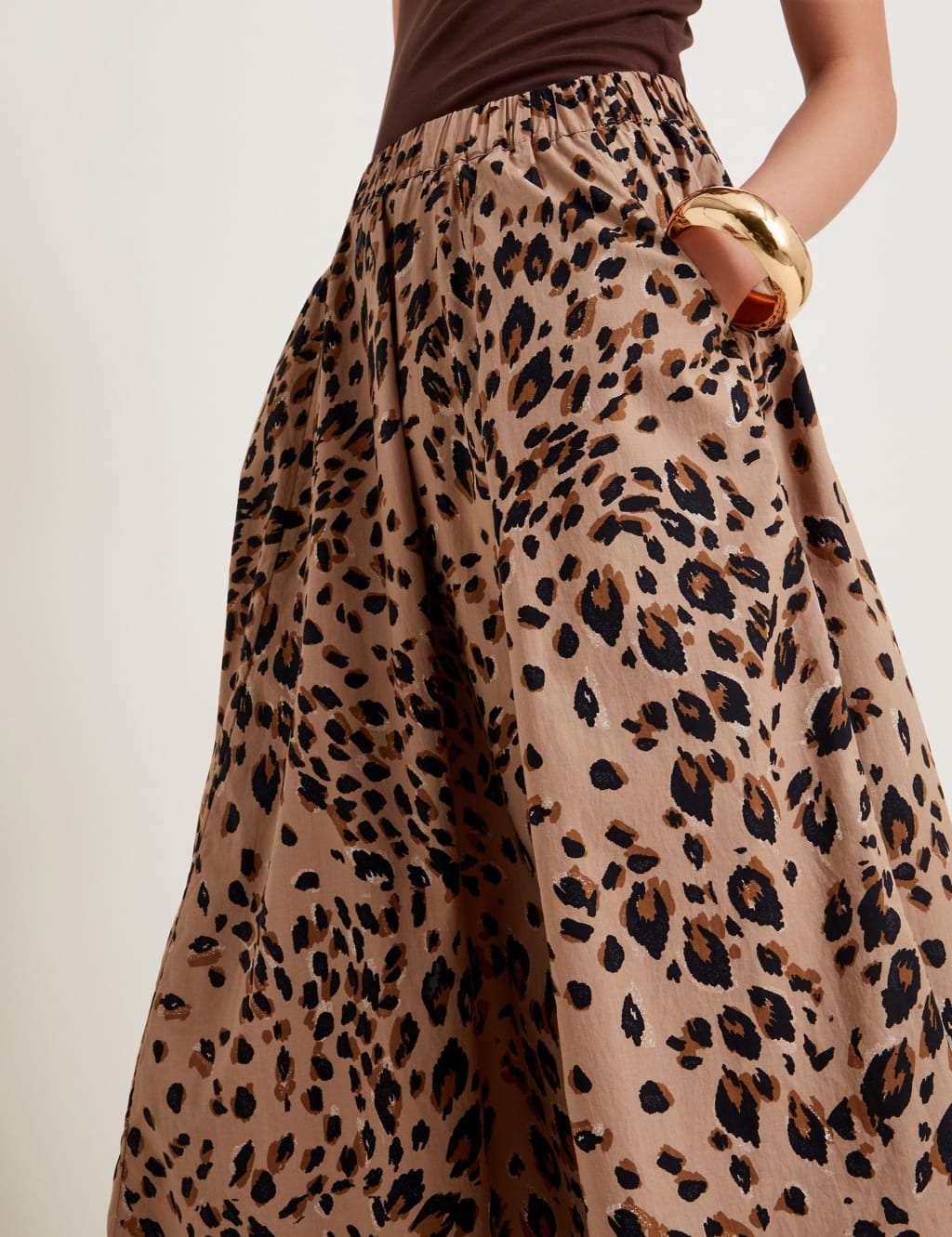 Pure Cotton Animal Print Pleated Midi Skirt Monsoon M S