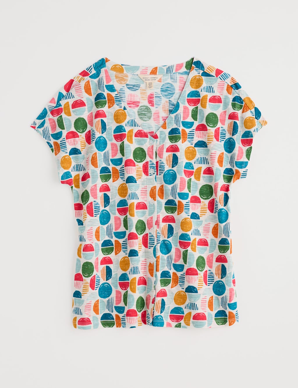 Pure Cotton Geometric V-Neck Relaxed Top 2 of 4