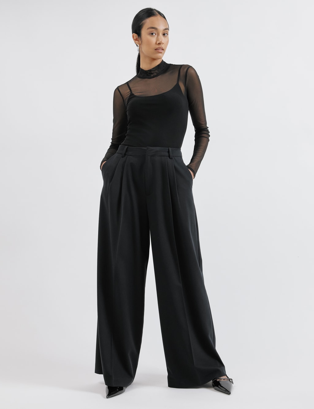 Pleated Wide Leg Trousers
