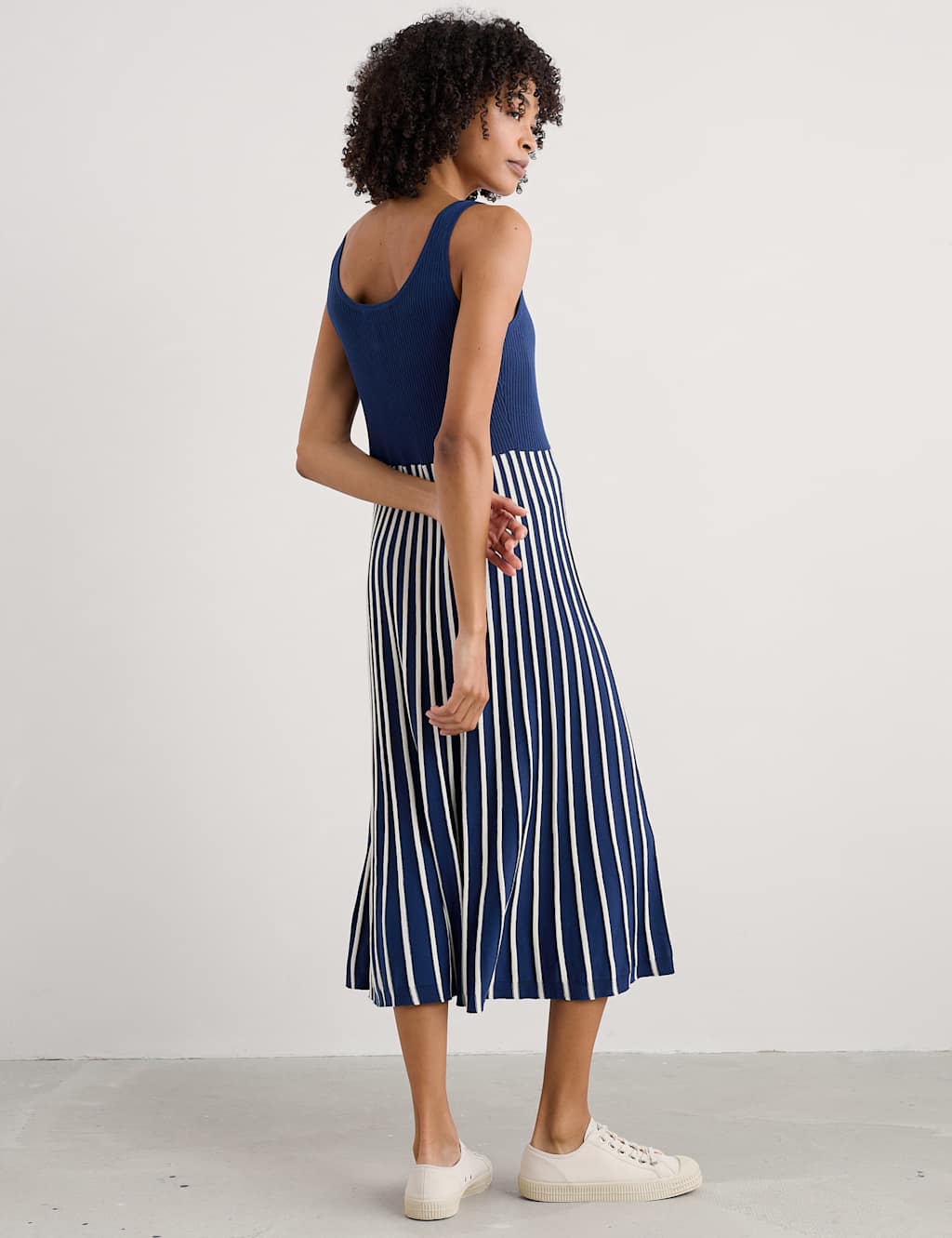 Sunrise Striped Strappy Midi Skater Dress 4 of 5