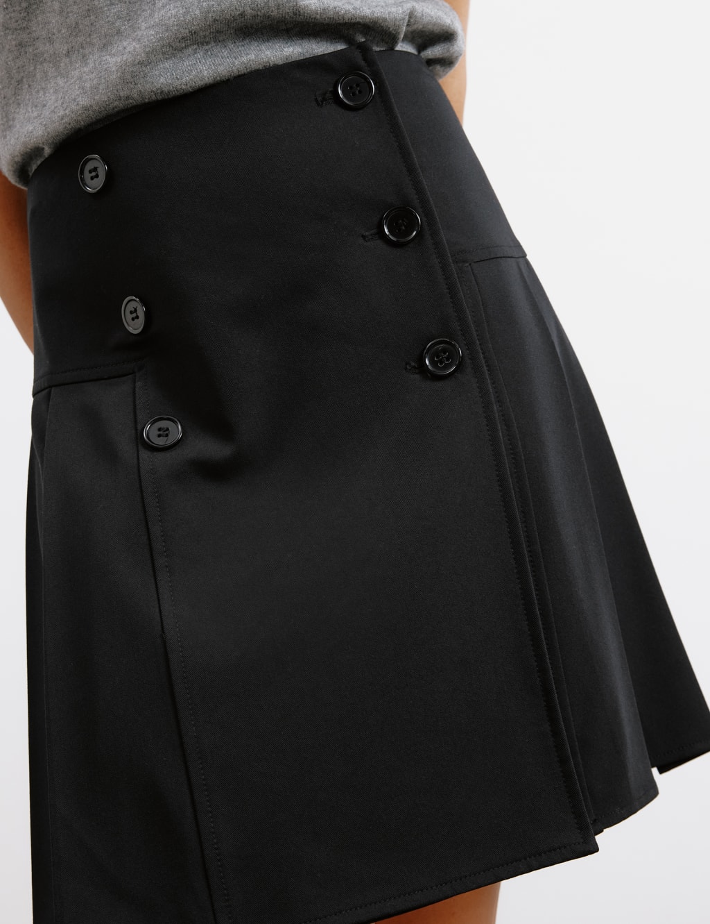 Pleated Mini Tailored Pencil Skirt
