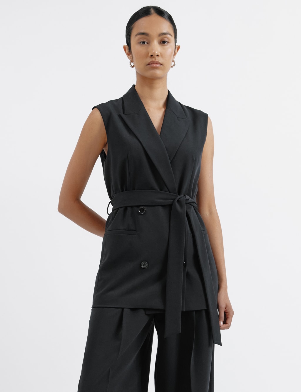 Tailored Belted Sleeveless Jacket 1 of 6