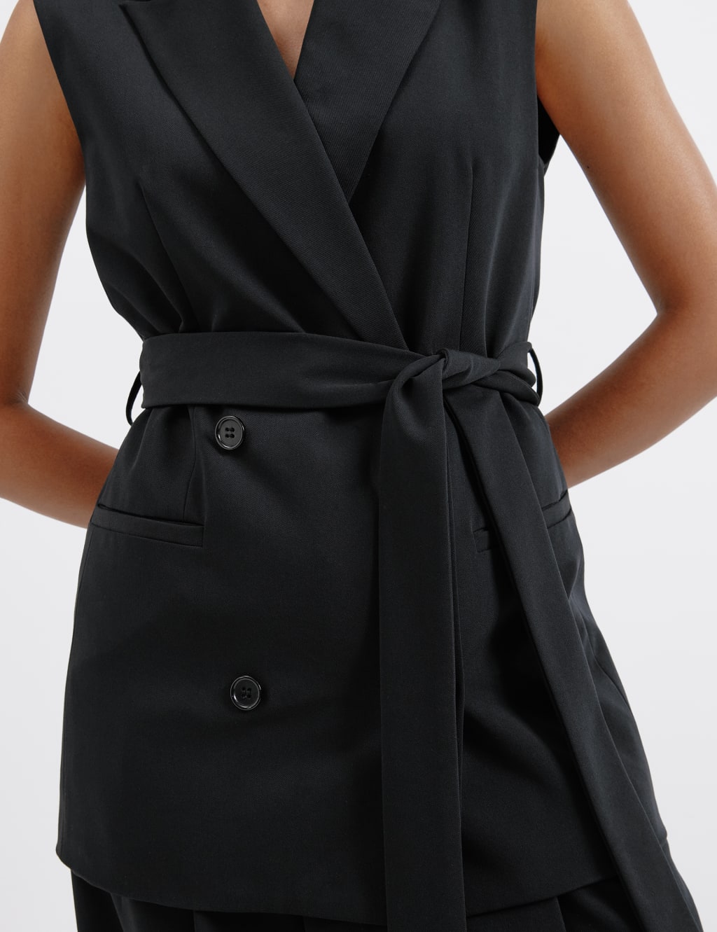 Tailored Belted Sleeveless Jacket 4 of 6