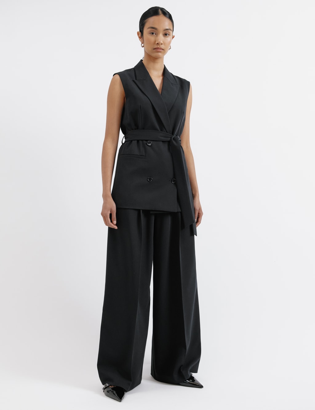 Tailored Belted Sleeveless Jacket 5 of 6