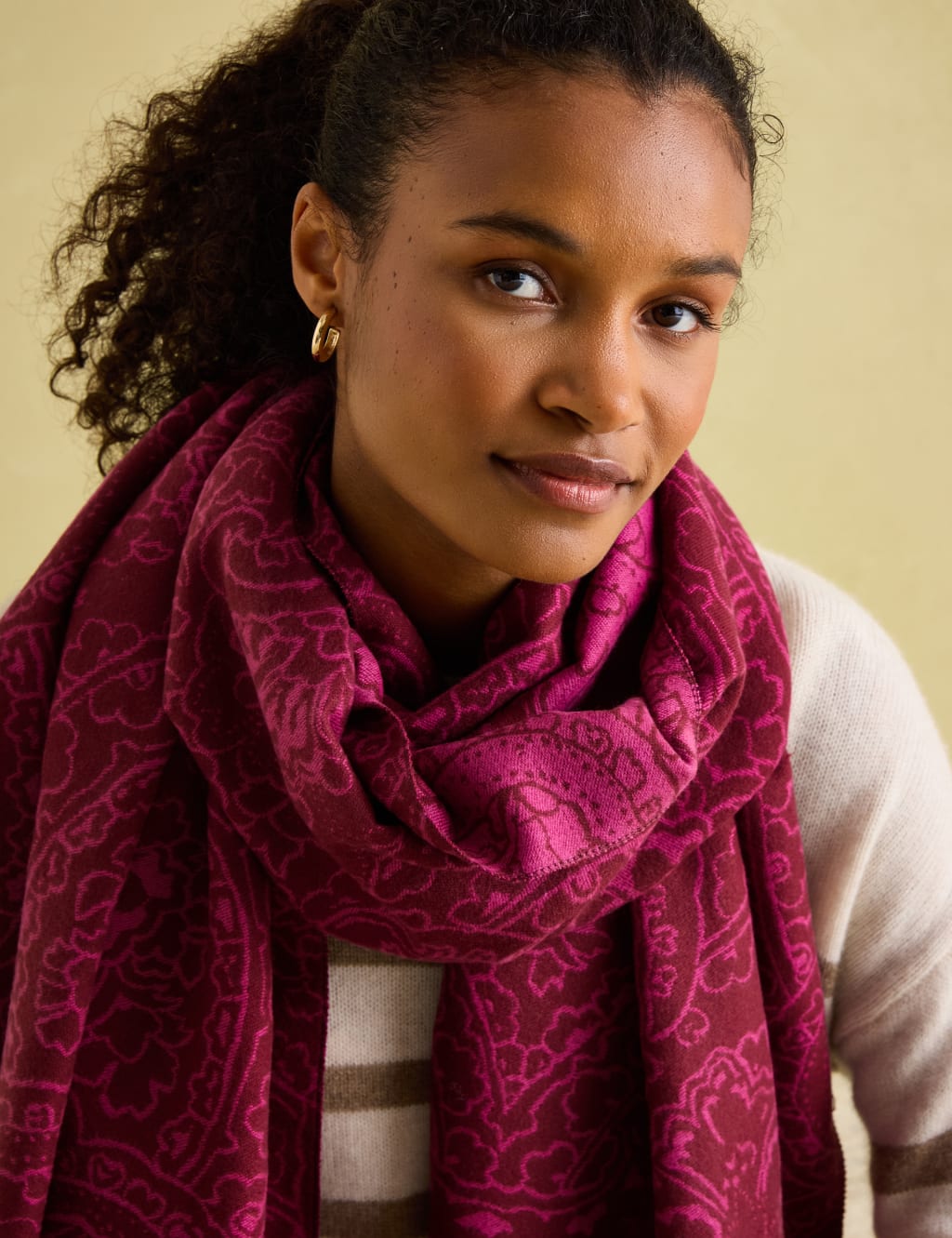 Jacquard Floral Tassel Scarf 3 of 5