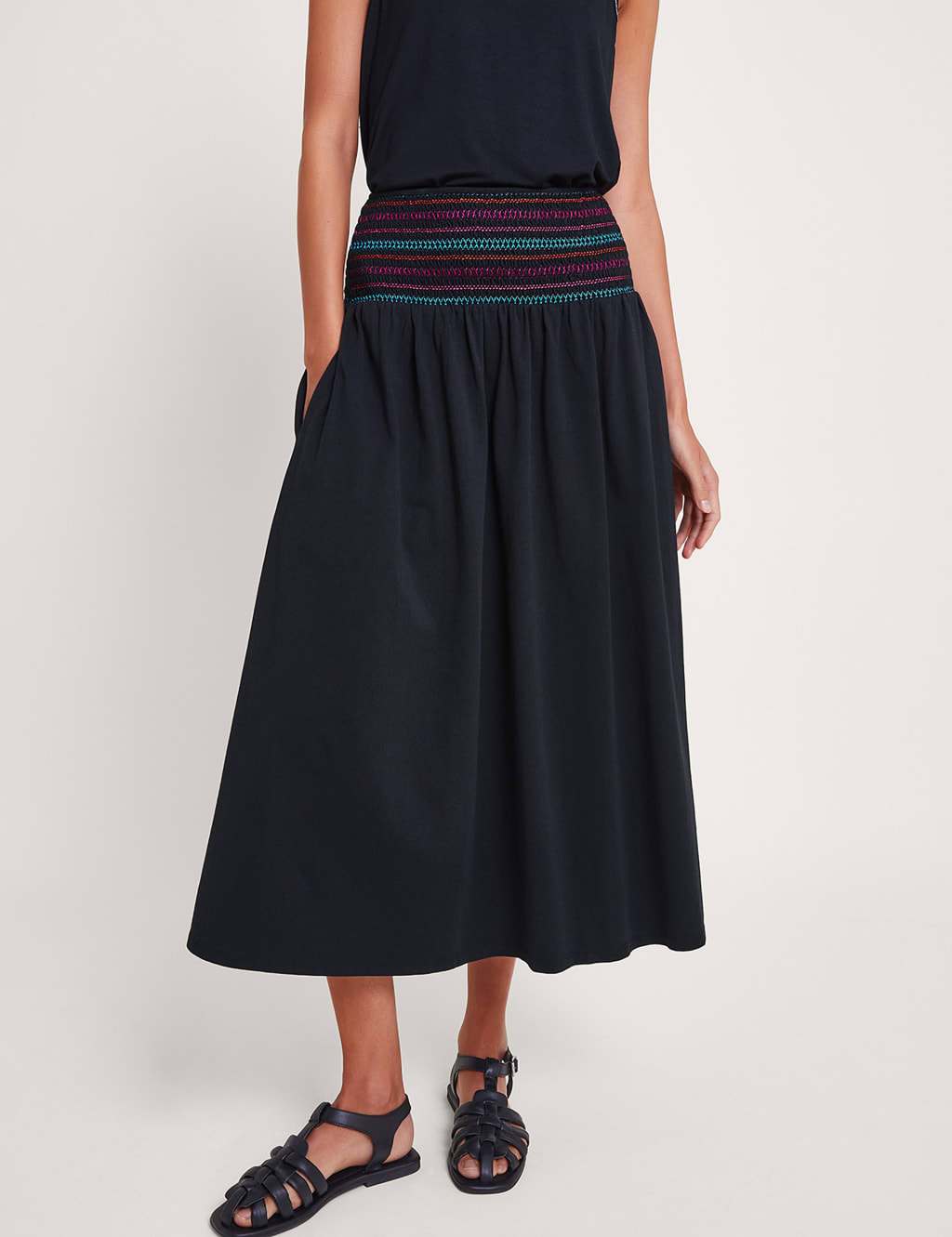 Black a line cotton skirt top