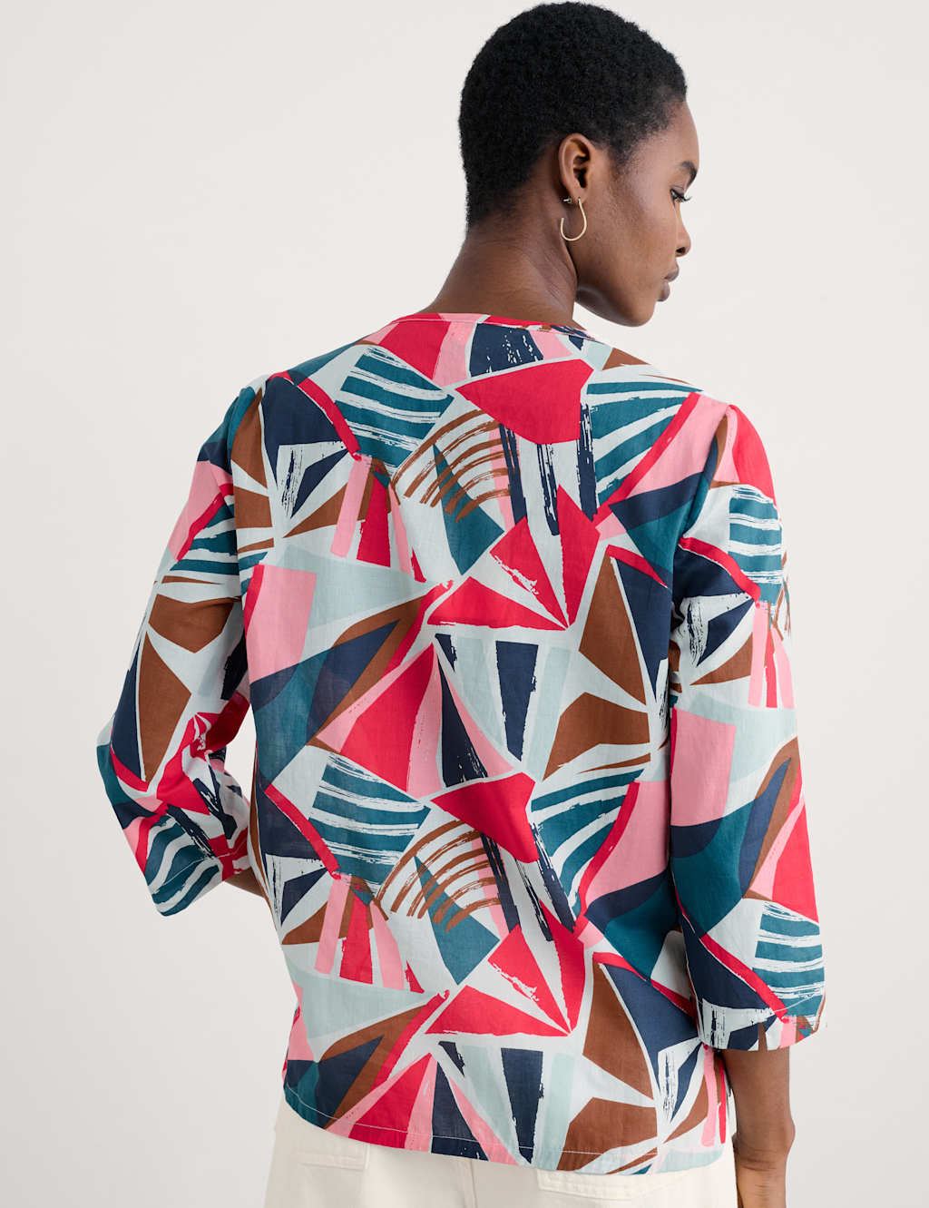 Pure Cotton Geometric Relaxed Top 4 of 4