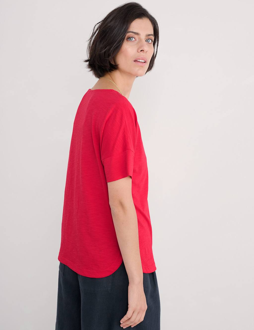 Pure Cotton Slash Neck Relaxed T-Shirt 4 of 4