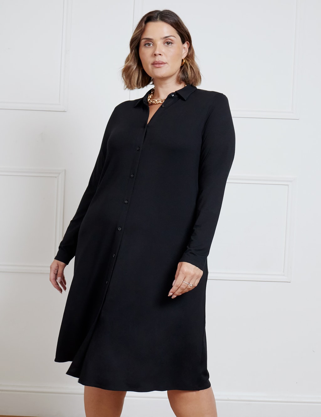 Jersey Button Through Shirt Dress Live Unlimited London M S