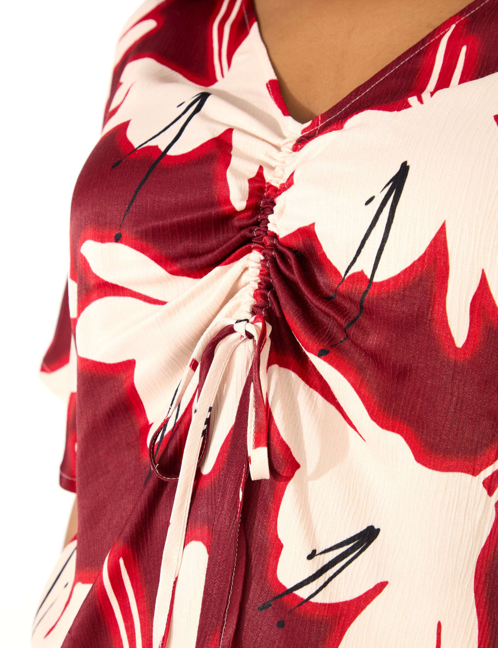 Floral V-Neck Ruched Front Blouse 4 of 5