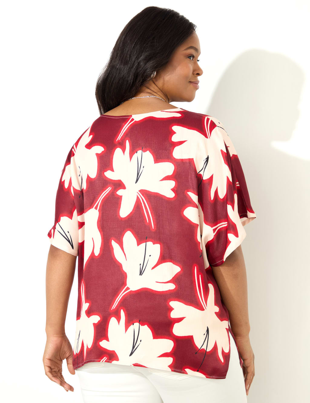 Floral V-Neck Ruched Front Blouse 5 of 5