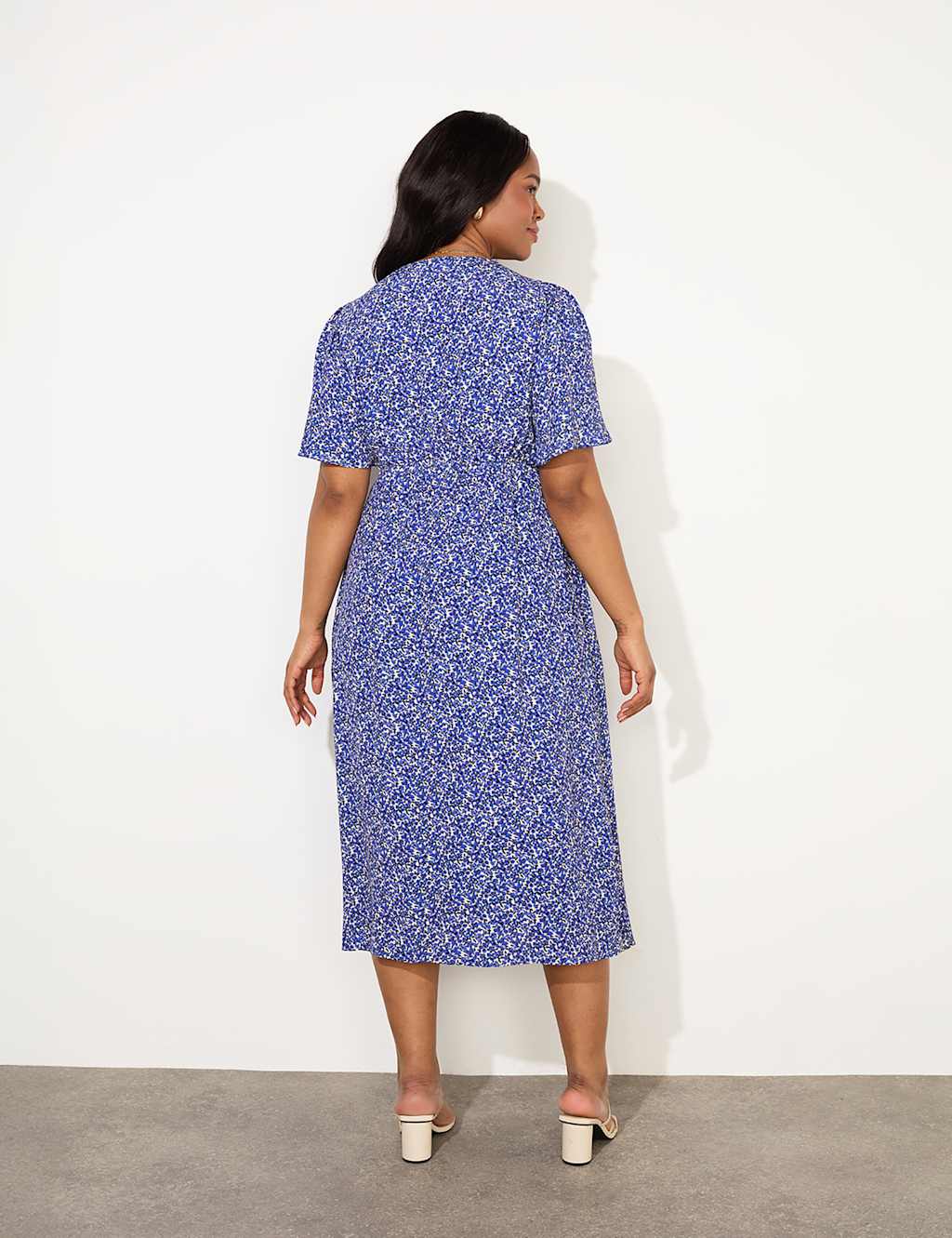 Ditsy Floral V-Neck Midi Waisted Dress 6 of 7
