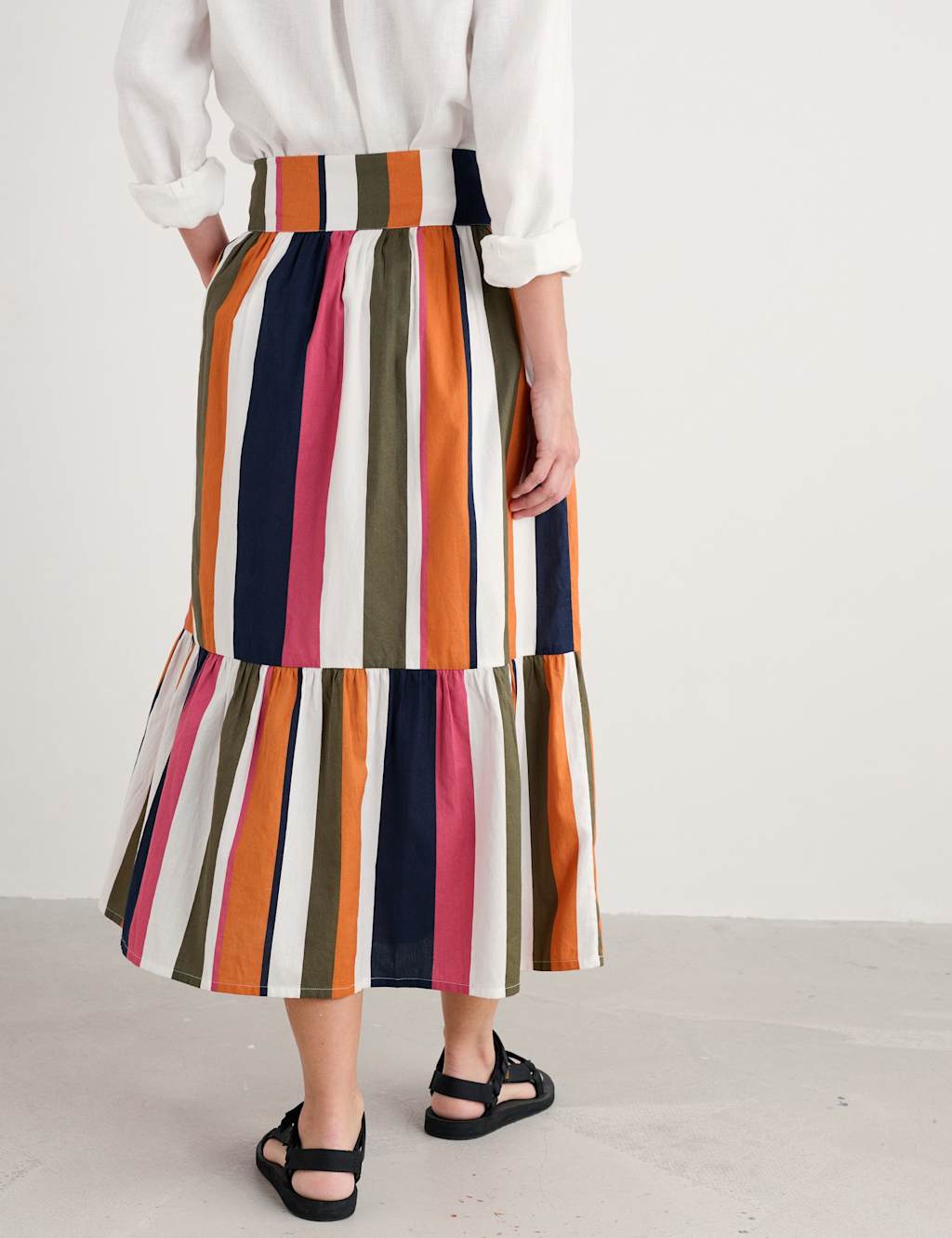 Pure Cotton Striped Midaxi Tiered Skirt | Seasalt Cornwall | M&S