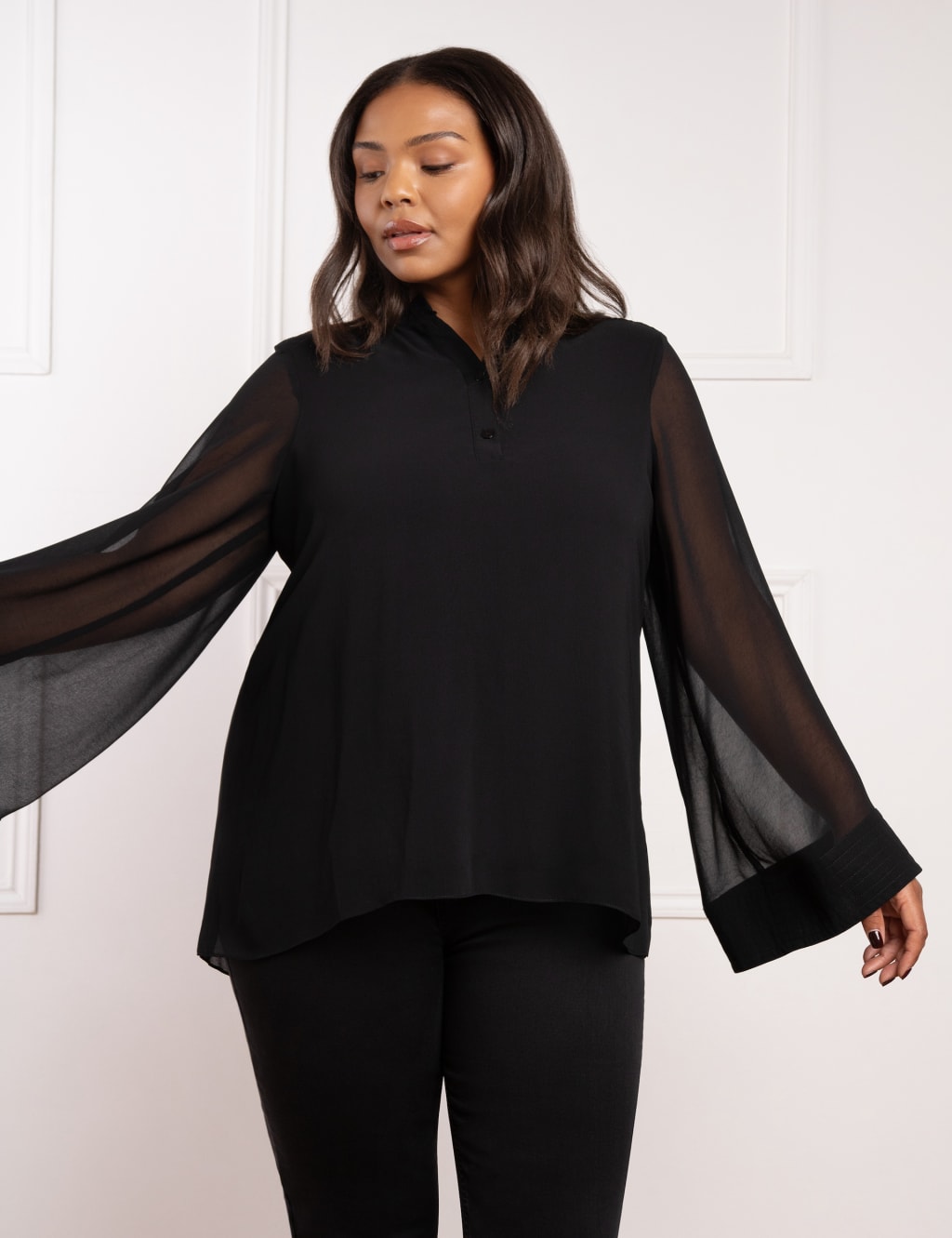 Collarless Blouse 1 of 4