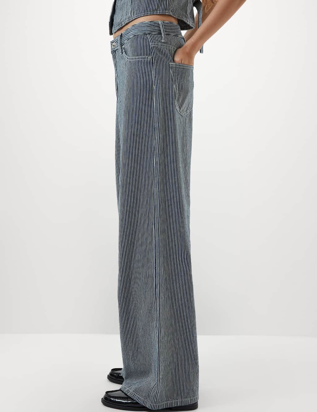 Pinstripe Straight Leg Jeans 1 of 3