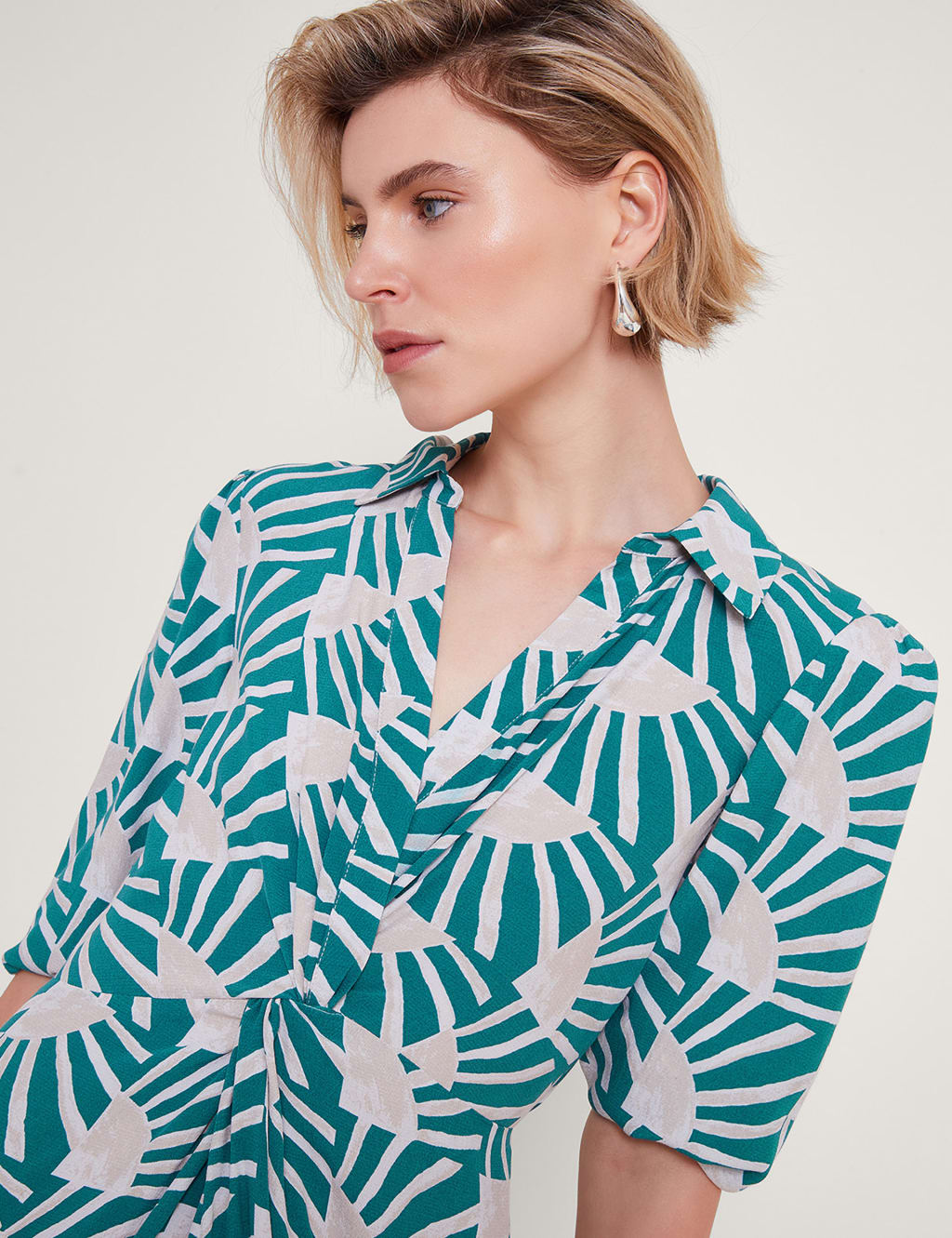 Printed Collared Midi Tea Dress
