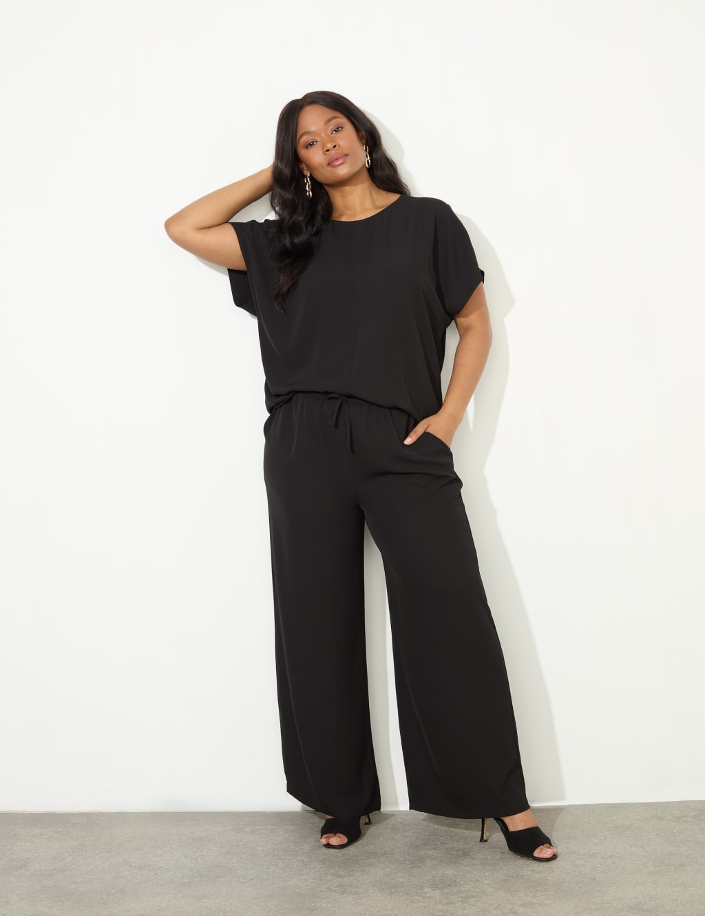 Elasticated Waist Wide Leg Trousers 1 of 3