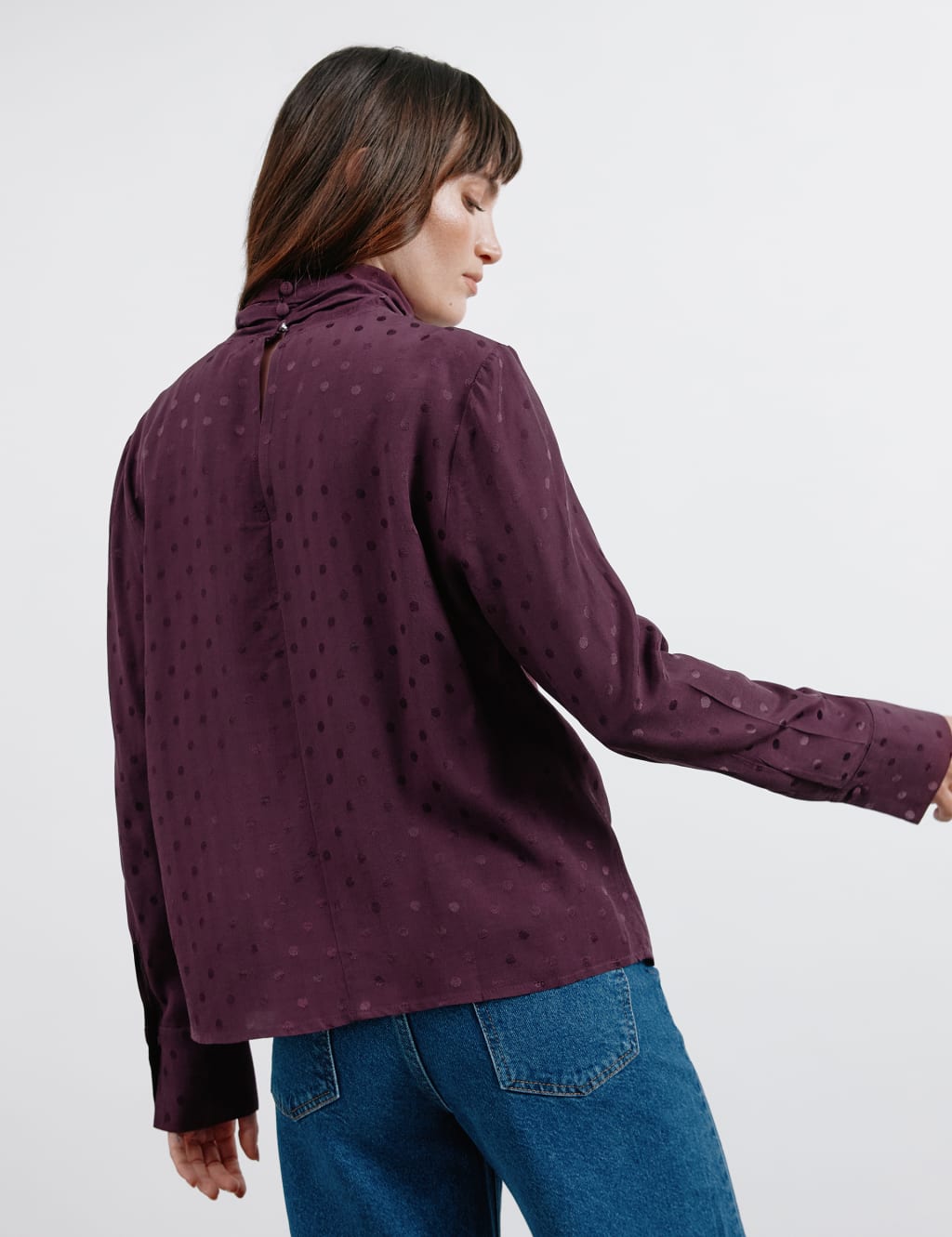 Jacquard High Neck Twist Front Blouse 5 of 6
