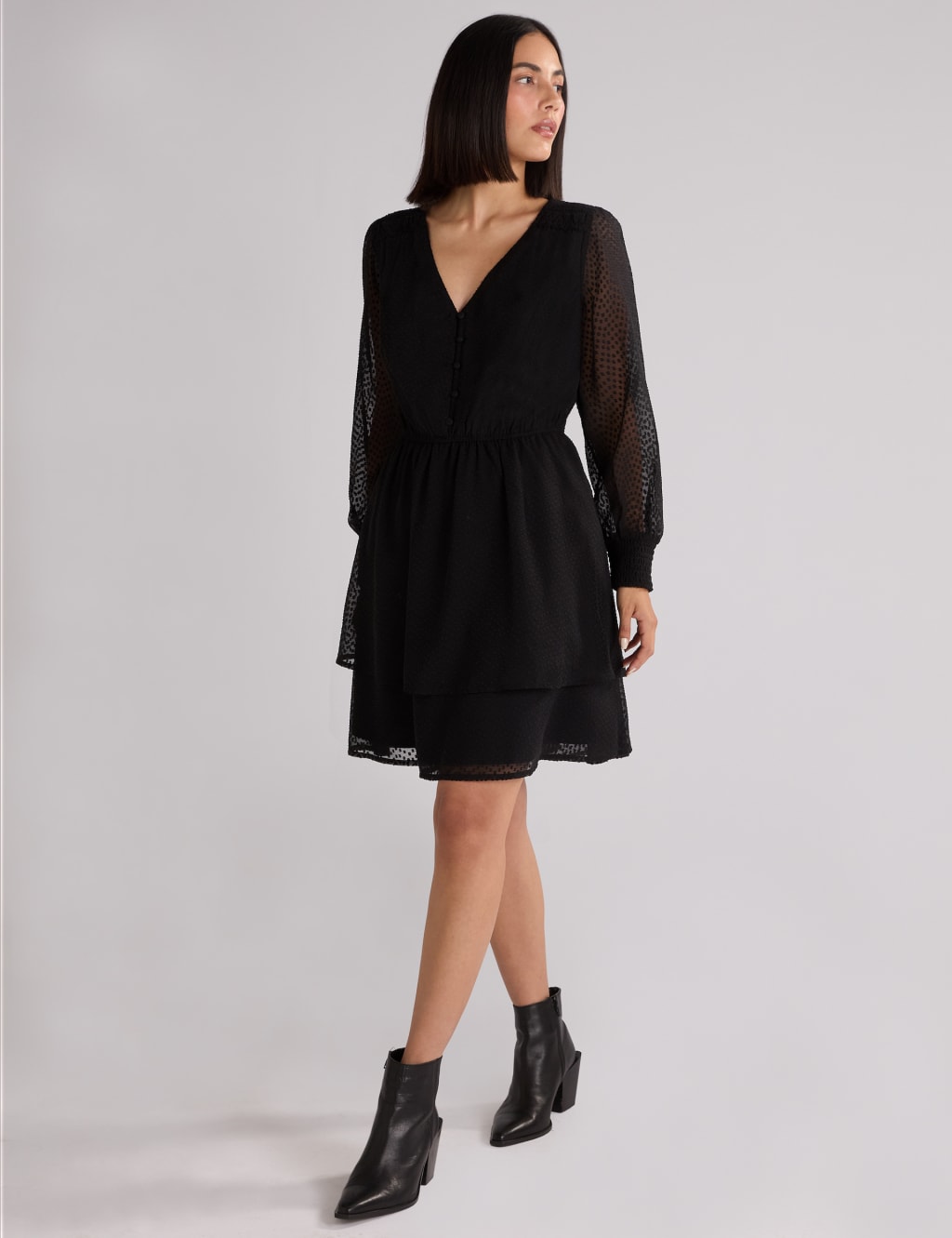 Black button tea dress deals