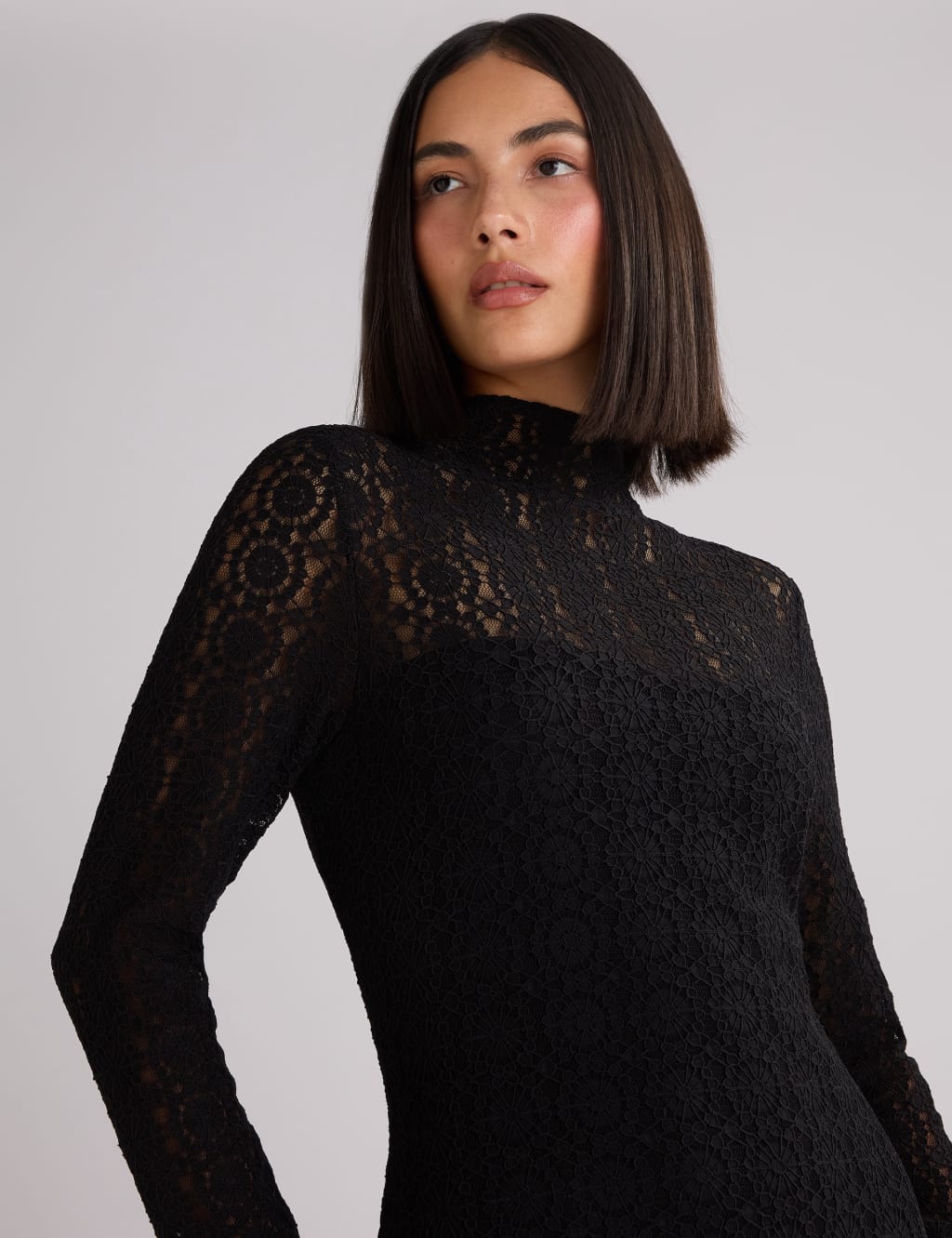 Lace High Neck Midi Column Dress 5 of 6