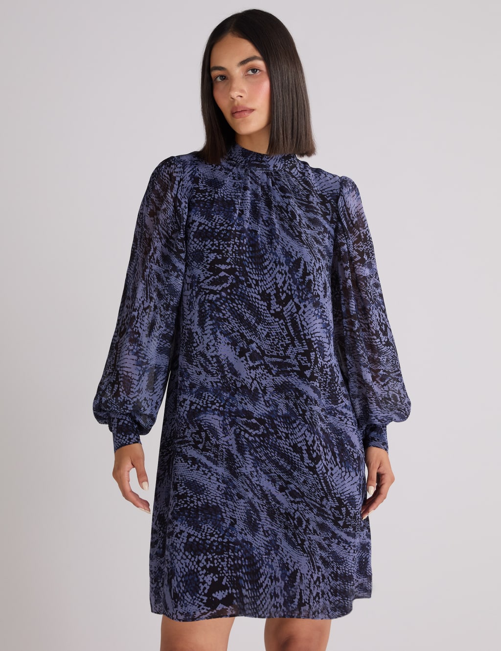 Snake Print High Neck Swing Dress RO ZO M S